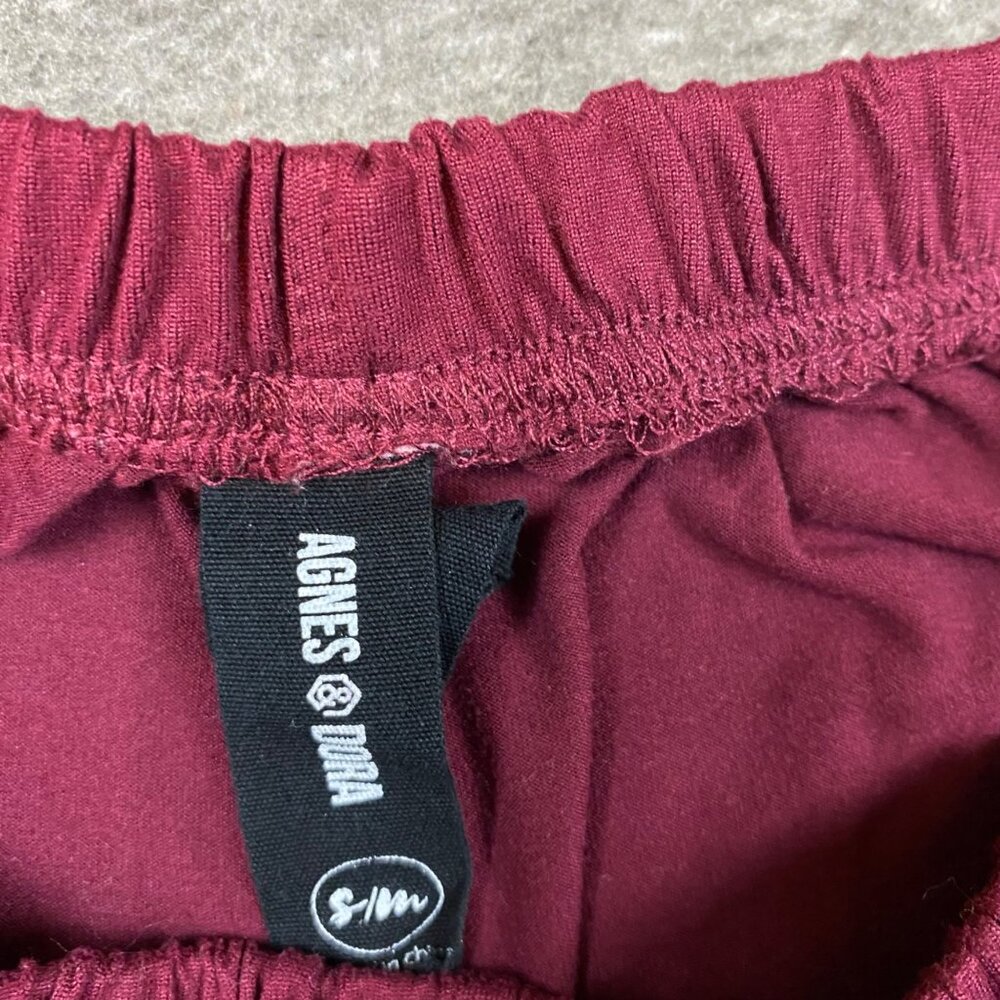 Agnes & Dora Burgundy Floral Embroidered Leggings S/M Small Medium Stretchy - Picture 4 of 6